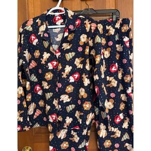 Old Navy x Disney Mickey & Friends Flannel Pajama PJ Set Women L Top/ XL Bottom